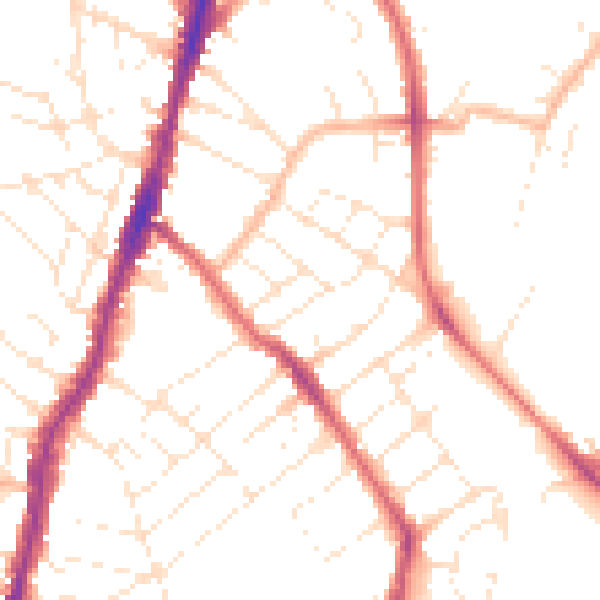 Daytime road noise heatmap for BS7 9JA