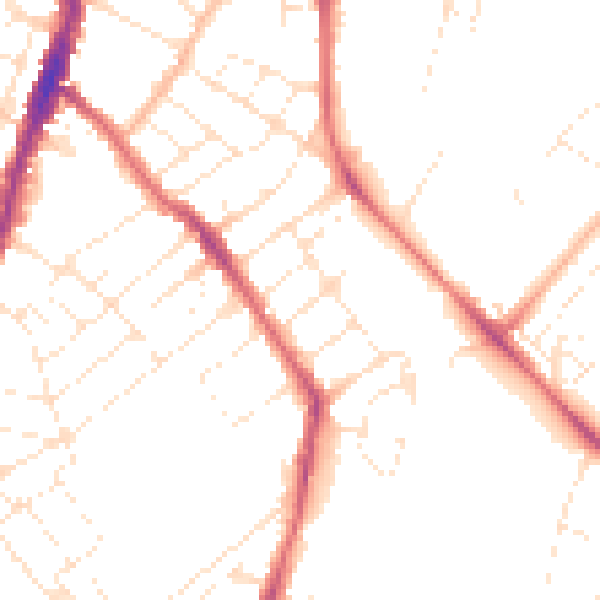 Daytime road noise heatmap for BS7 9LJ