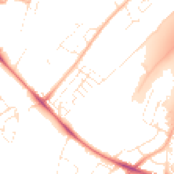 Daytime road noise heatmap for BS7 9NT