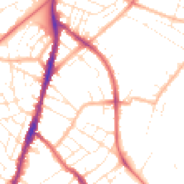 Daytime road noise heatmap for BS7 9PS
