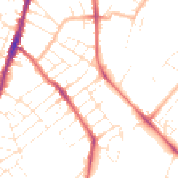 Daytime road noise heatmap for BS7 9QP