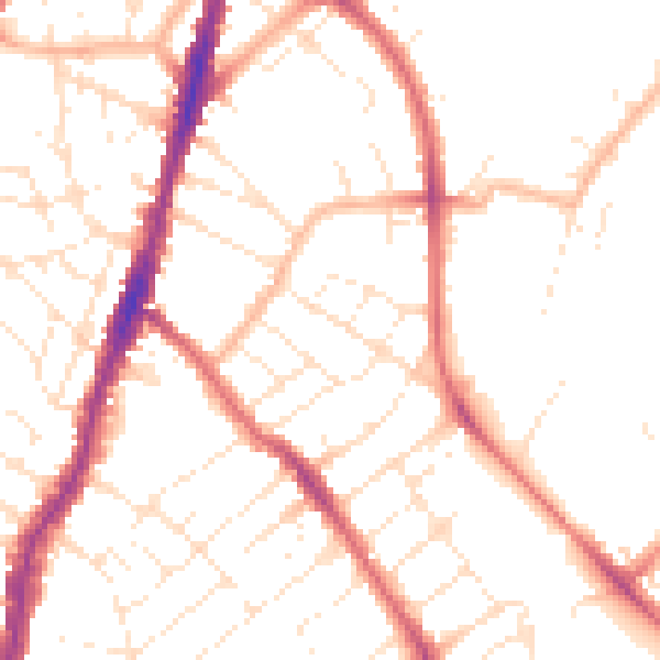 Daytime road noise heatmap for BS7 9QS
