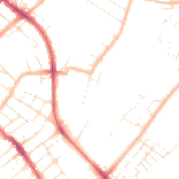 Daytime road noise heatmap for BS7 9SQ