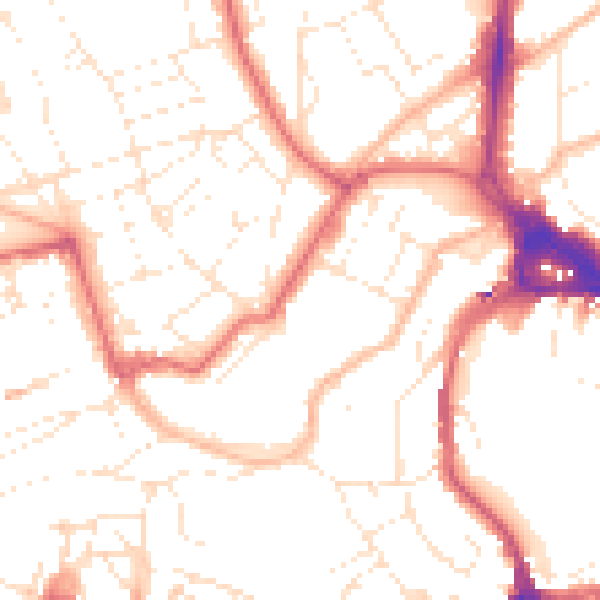 Daytime road noise heatmap for BS8 1AB