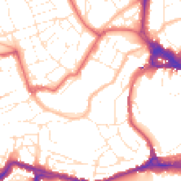 Daytime road noise heatmap for BS8 1AE