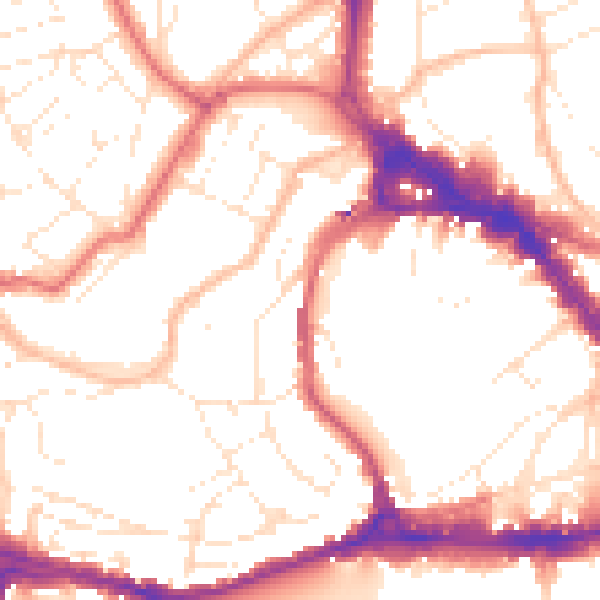 Daytime road noise heatmap for BS8 1DL
