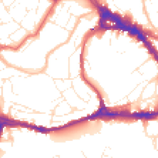 Daytime road noise heatmap for BS8 1DS
