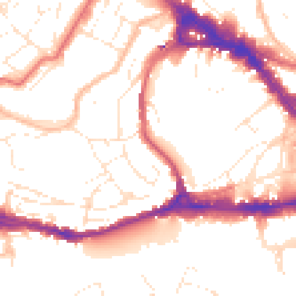 Daytime road noise heatmap for BS8 1DT