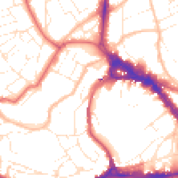 Daytime road noise heatmap for BS8 1EE