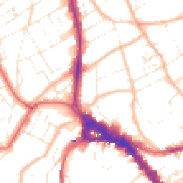 Daytime road noise heatmap for BS8 1SF