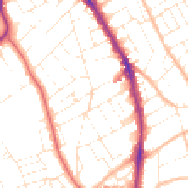 Daytime road noise heatmap for BS8 2ER