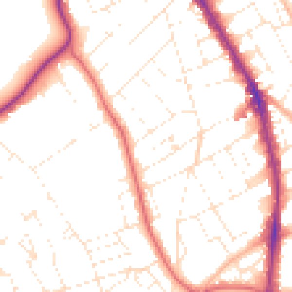 Daytime road noise heatmap for BS8 2JD