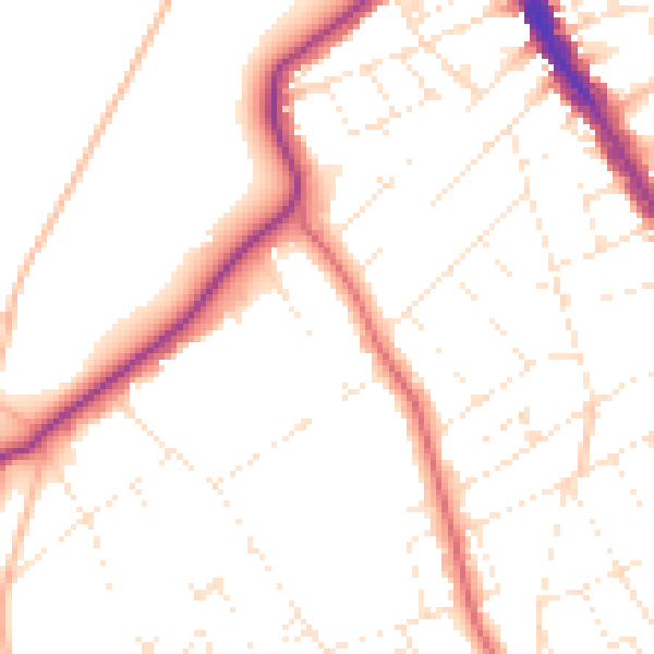 Daytime road noise heatmap for BS8 3HG