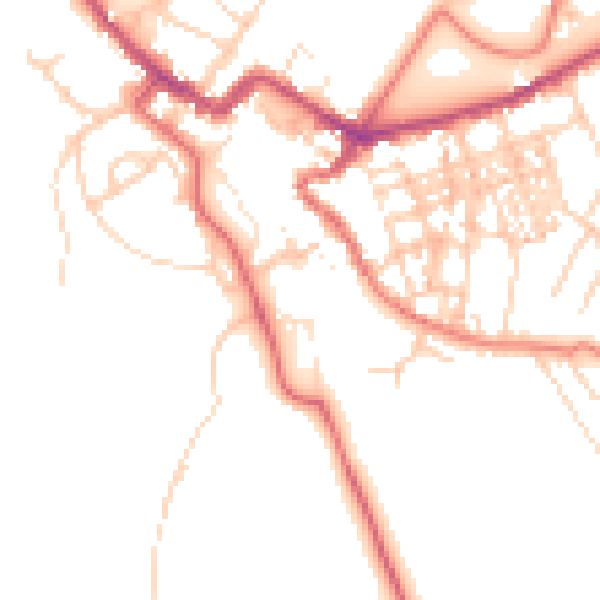 Daytime road noise heatmap for CA12 5DD