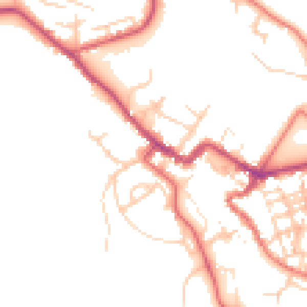 Daytime road noise heatmap for CA12 5ED