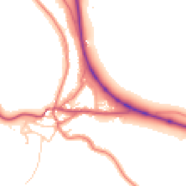 Daytime road noise heatmap for CA12 5TE