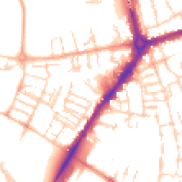 Daytime road noise heatmap for CB1 1DG