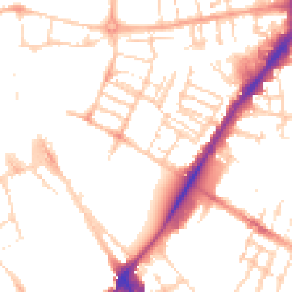 Daytime road noise heatmap for CB1 1JE