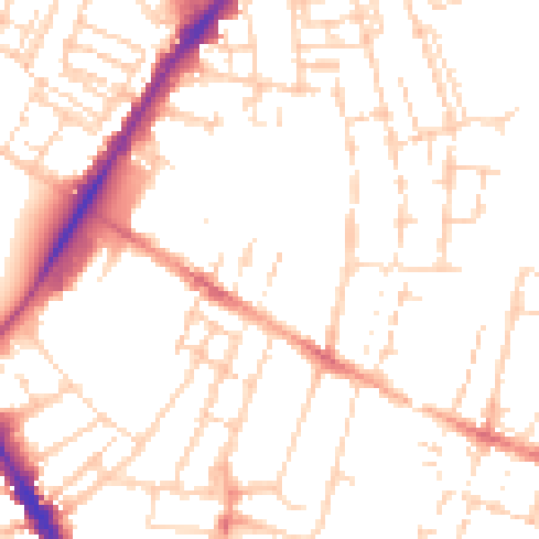 Daytime road noise heatmap for CB1 2AY