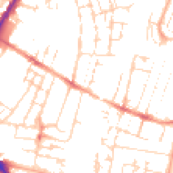 Daytime road noise heatmap for CB1 2AZ