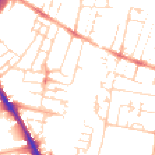Daytime road noise heatmap for CB1 2BB