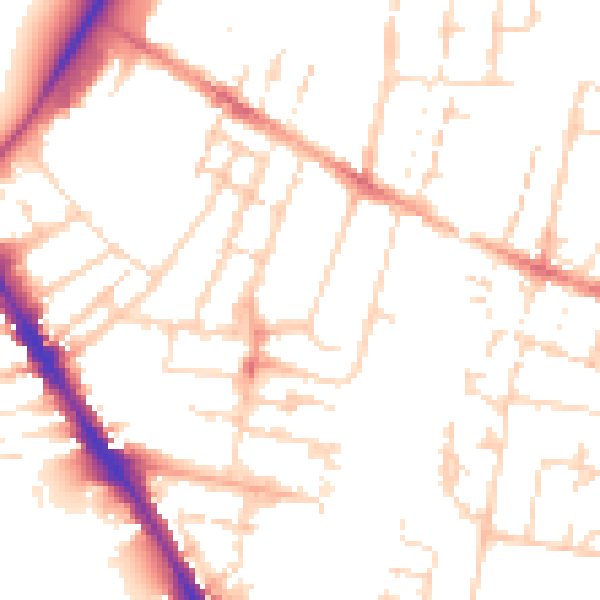 Daytime road noise heatmap for CB1 2BU