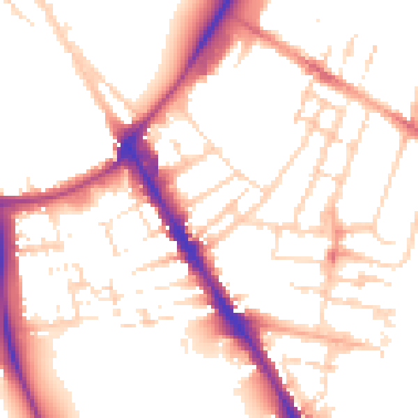 Daytime road noise heatmap for CB1 2EX