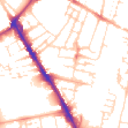 Daytime road noise heatmap for CB1 2FZ