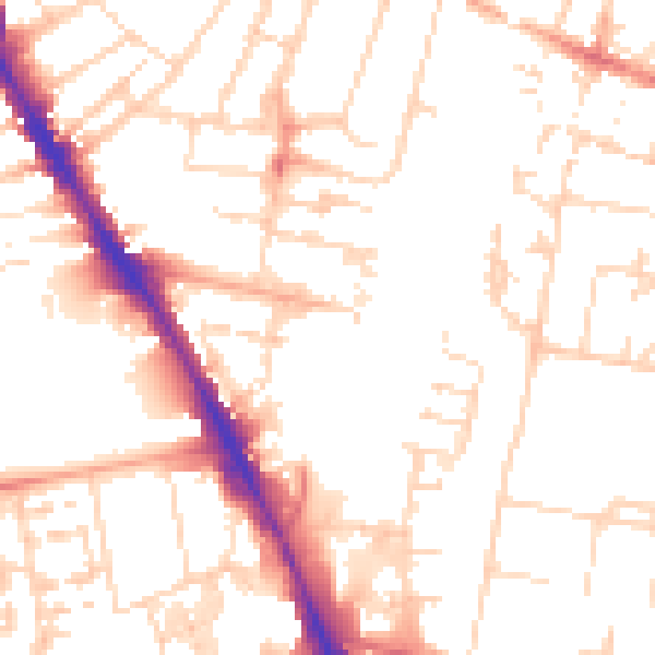 Daytime road noise heatmap for CB1 2GE