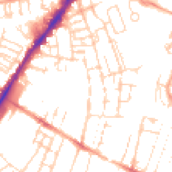 Daytime road noise heatmap for CB1 2LG