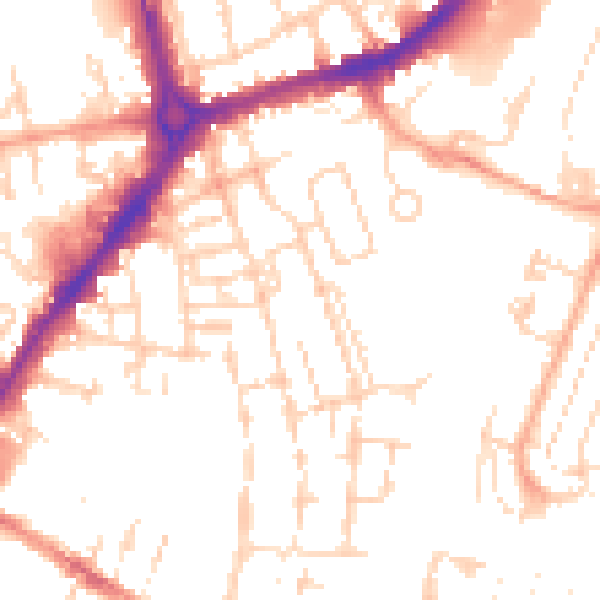 Daytime road noise heatmap for CB1 2QS