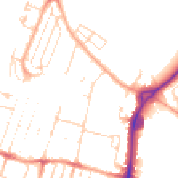 Daytime road noise heatmap for CB1 3DW
