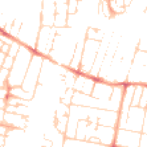 Daytime road noise heatmap for CB1 3NE