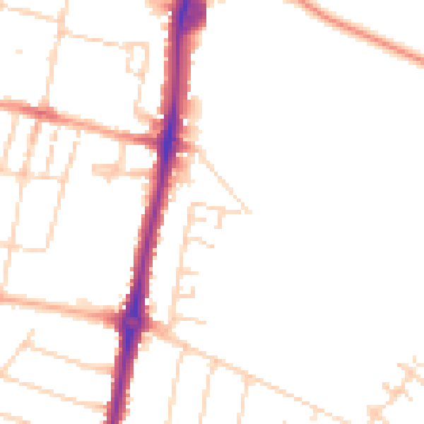 Daytime road noise heatmap for CB1 3UN