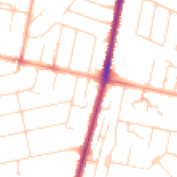 Daytime road noise heatmap for CB1 7AY