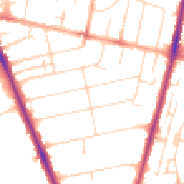 Daytime road noise heatmap for CB1 7UU