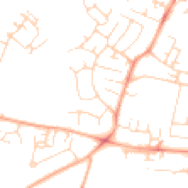 Daytime road noise heatmap for CB1 9JW