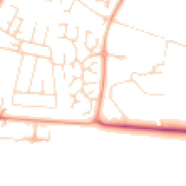 Daytime road noise heatmap for CB1 9YJ