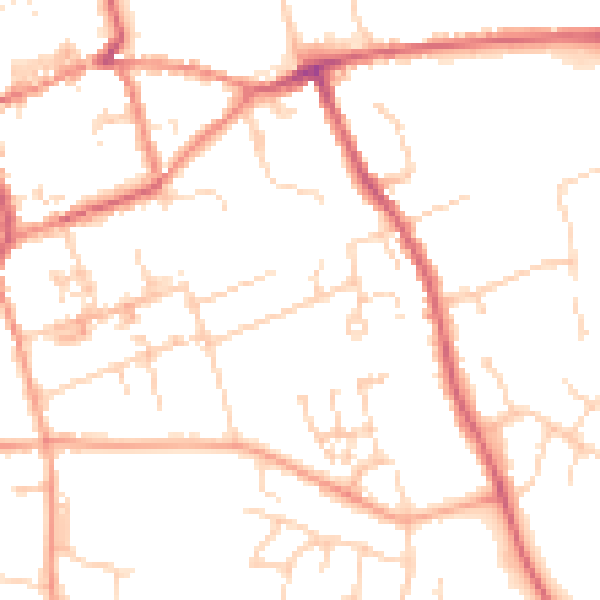 Daytime road noise heatmap for CB11 3AD