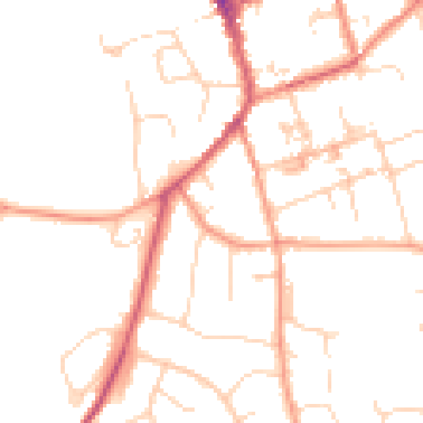 Daytime road noise heatmap for CB11 4FS