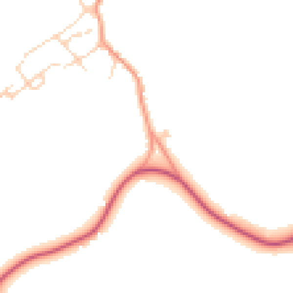 Daytime road noise heatmap for CB23 2TU