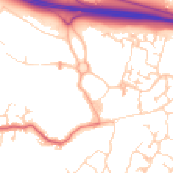 Daytime road noise heatmap for CB23 6HF
