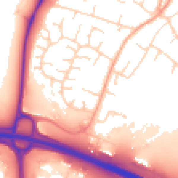 Daytime road noise heatmap for CB24 6AL