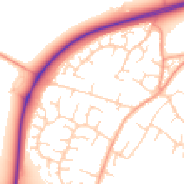Daytime road noise heatmap for CB24 6DG