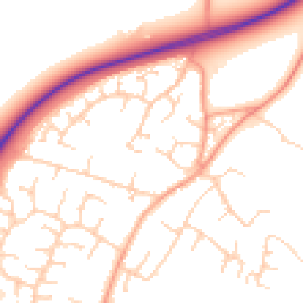 Daytime road noise heatmap for CB24 6ZB