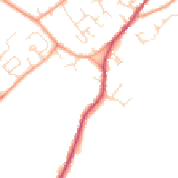 Daytime road noise heatmap for CB24 8US