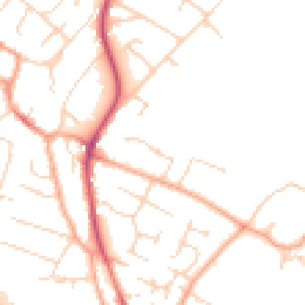 Daytime road noise heatmap for CB24 9AL