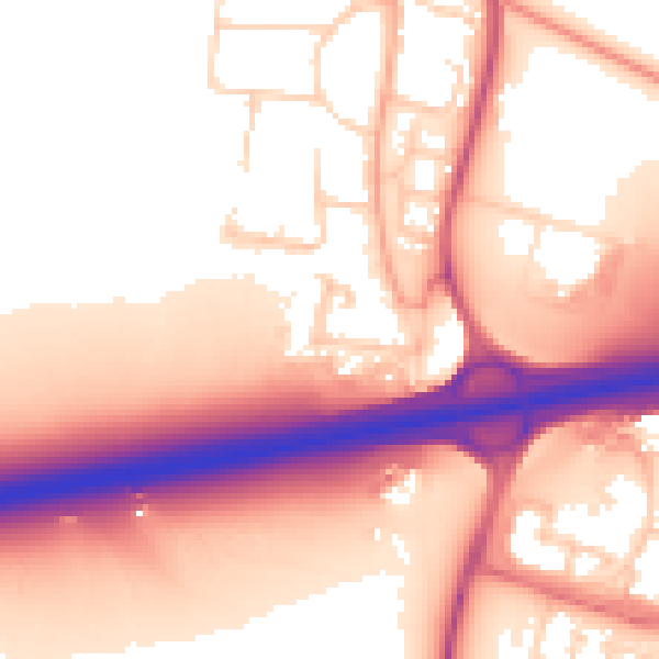 Daytime road noise heatmap for CB24 9PG