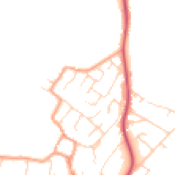 Daytime road noise heatmap for CB24 9XT