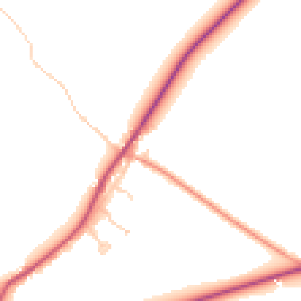 Daytime road noise heatmap for CB25 9AW